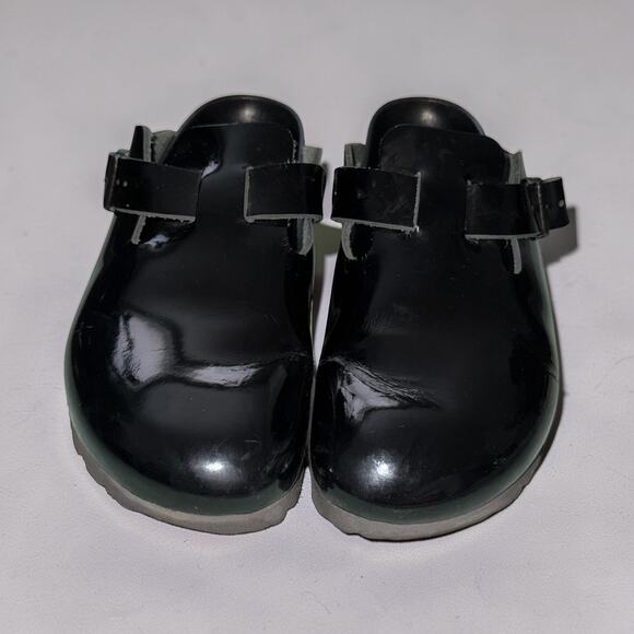 Birkenstock Shoes - Birkenstock Boston Black Patent Leather Clogs Womens EU 38 US 7-7.5